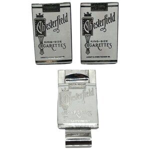 Vintage Chesterfield Cigarettes Cufflinks Sterling Silver & Stainless Money Clip